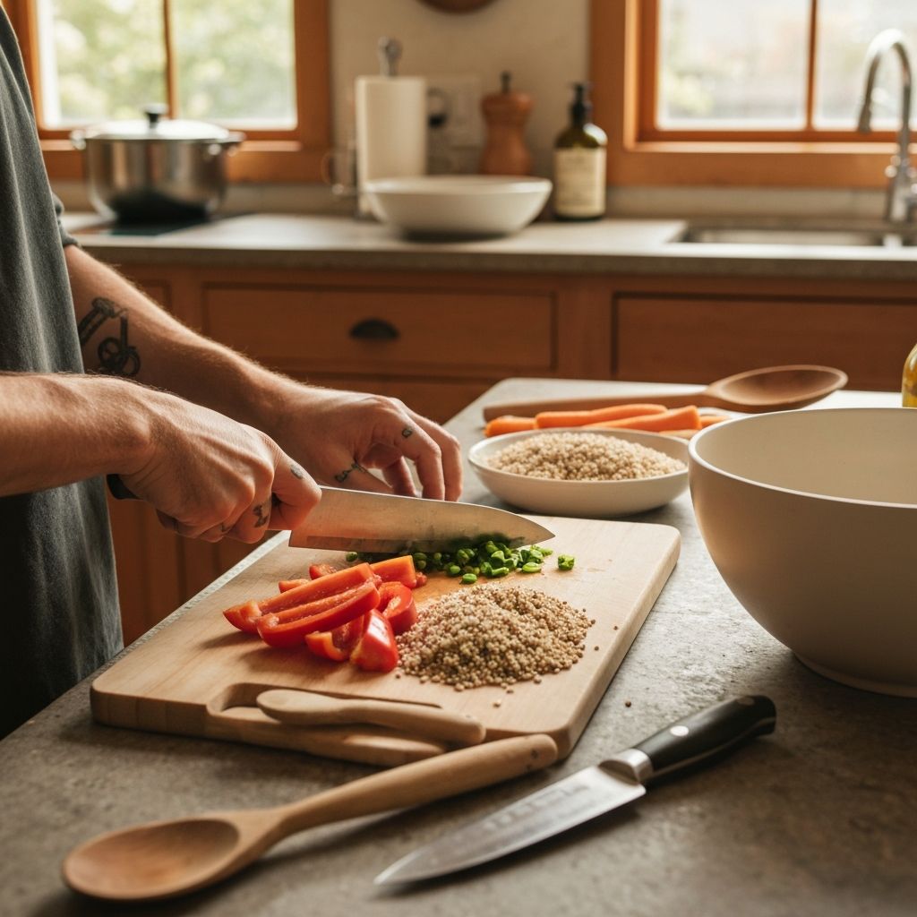 Käytännöllinen ruoanvalmistus tasapainoisen aterian kanssa